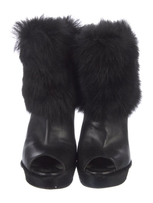 Prada Leather Fur Trim Boots