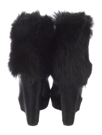 Prada Leather Fur Trim Boots