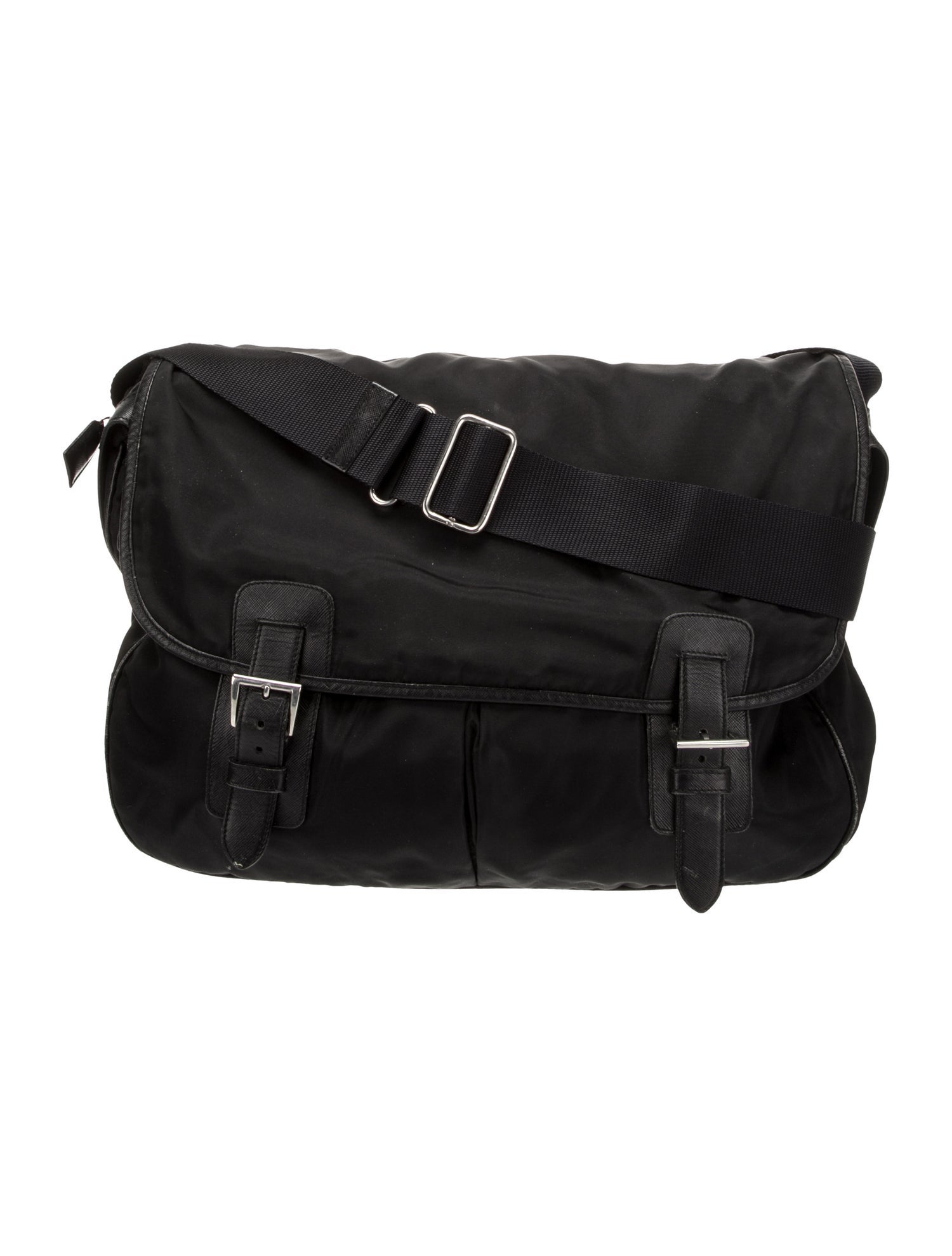 Prada Enameled Metal Triangle Messenger Bag