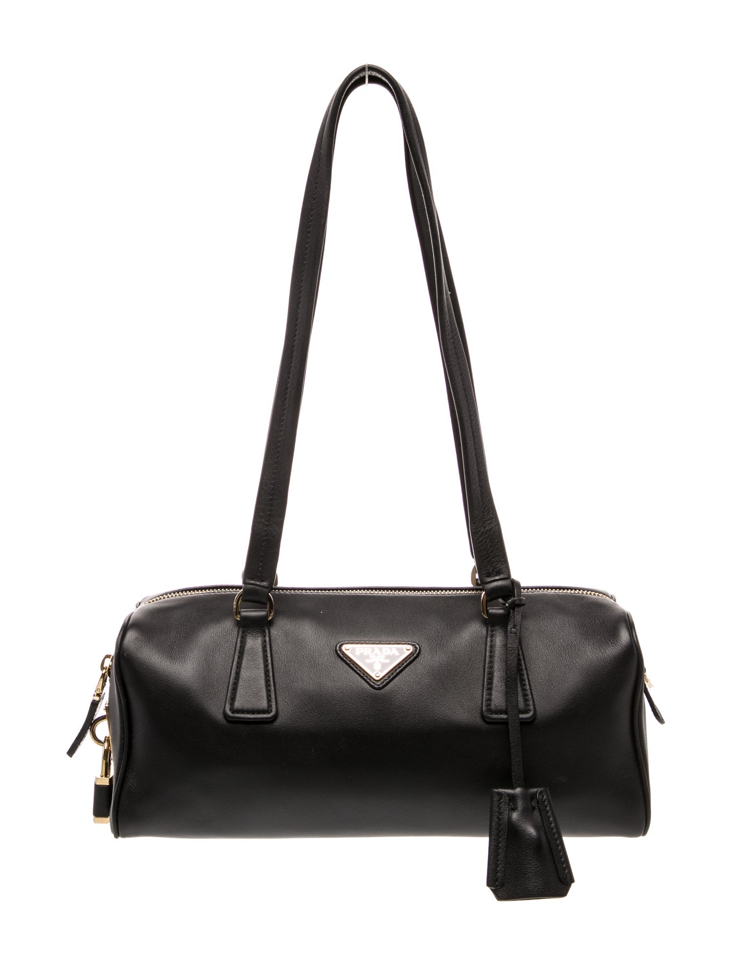 Prada Enameled Metal Triangle Shoulder Bag