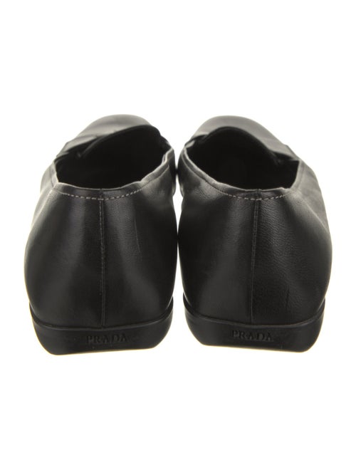 Prada Enameled Metal Triangle Leather Loafers