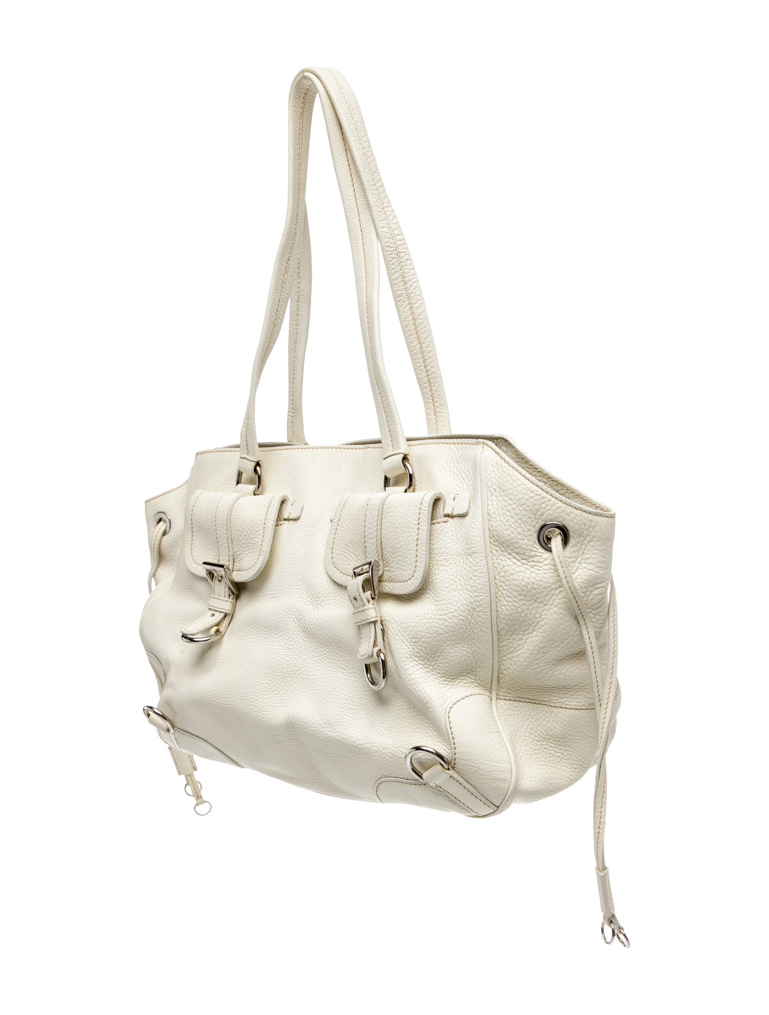 Prada Enameled Metal Triangle Daino Shoulder Bag