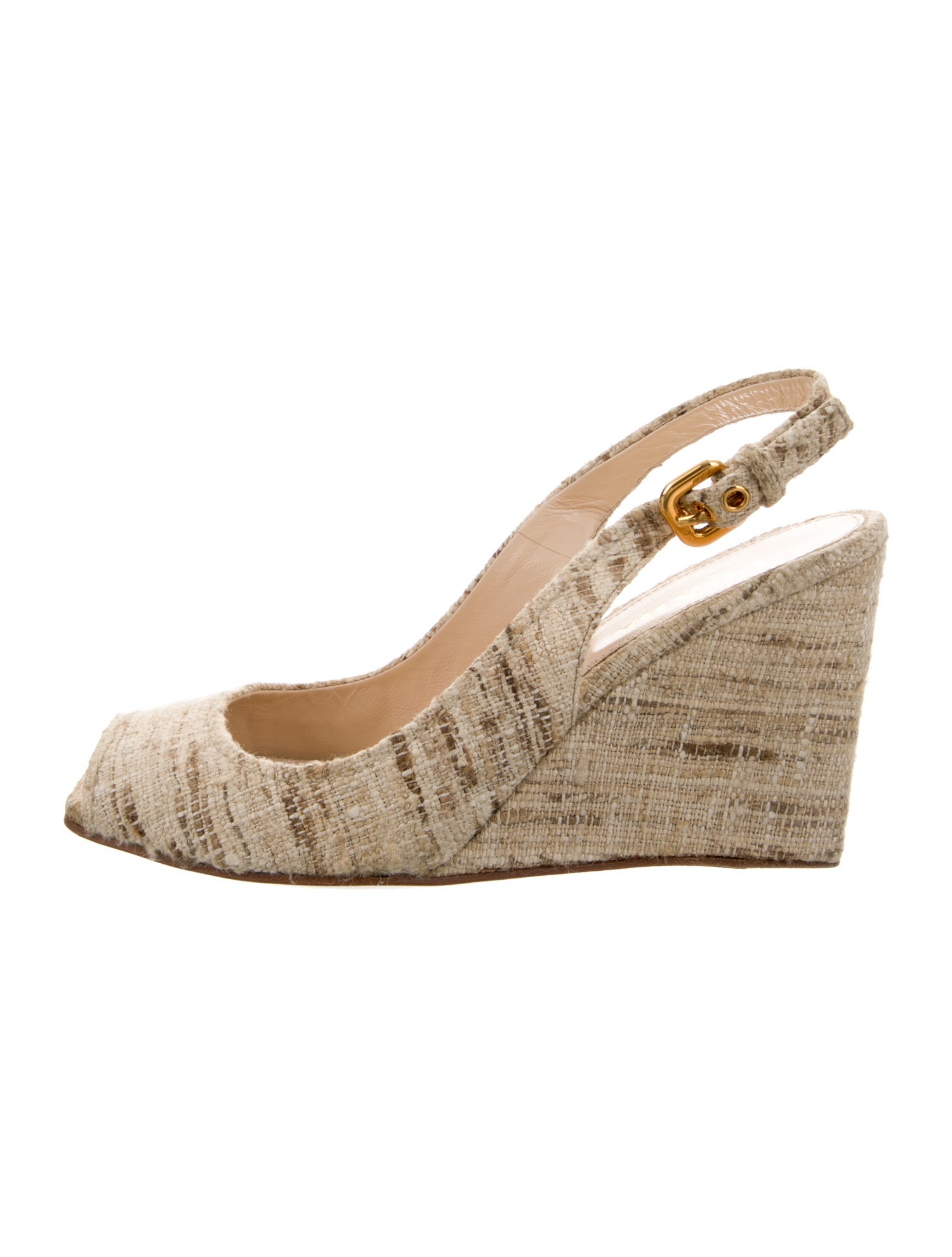 Prada Tweed Tweed Pattern Slingback Pumps