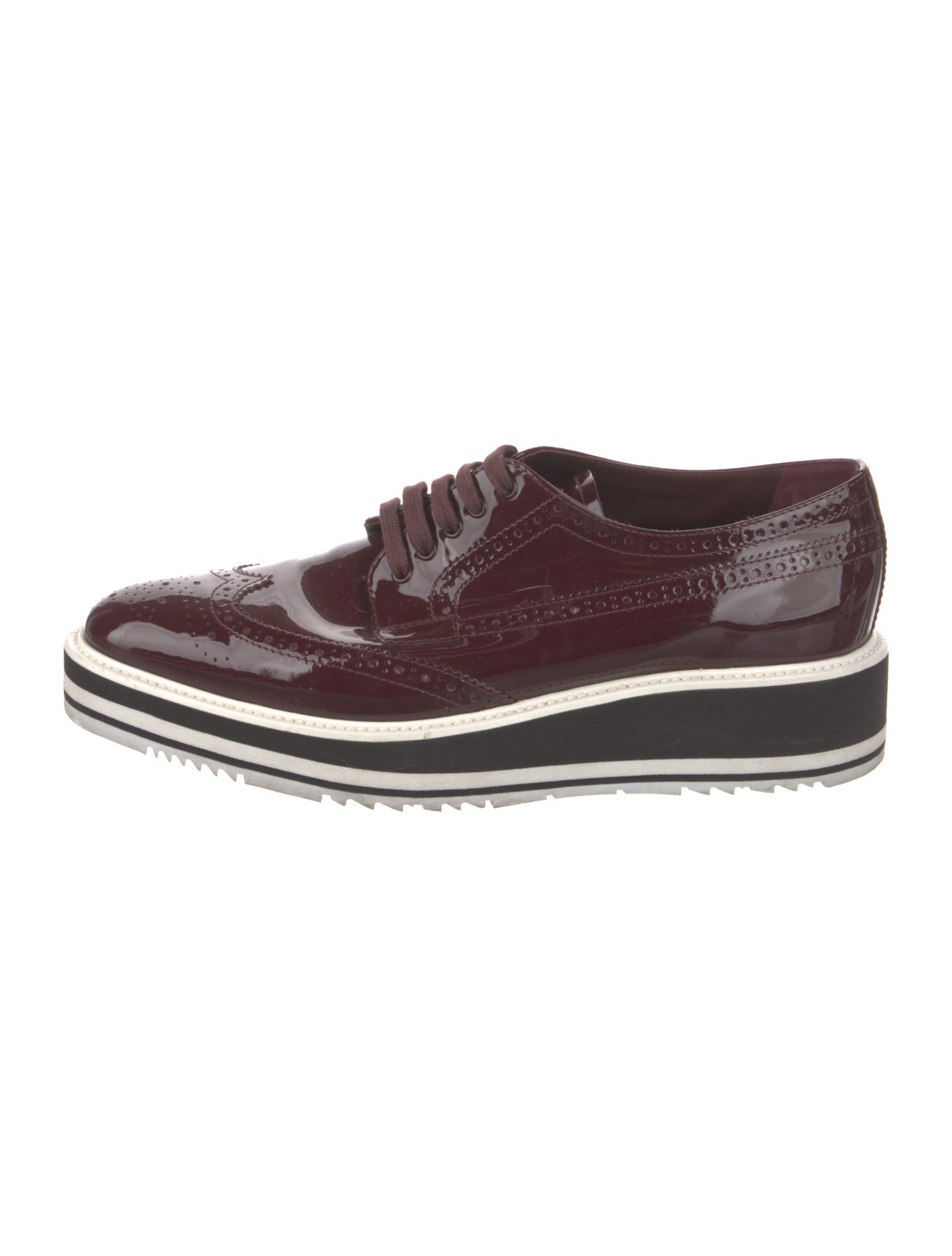 Prada Patent Leather Striped Oxfords