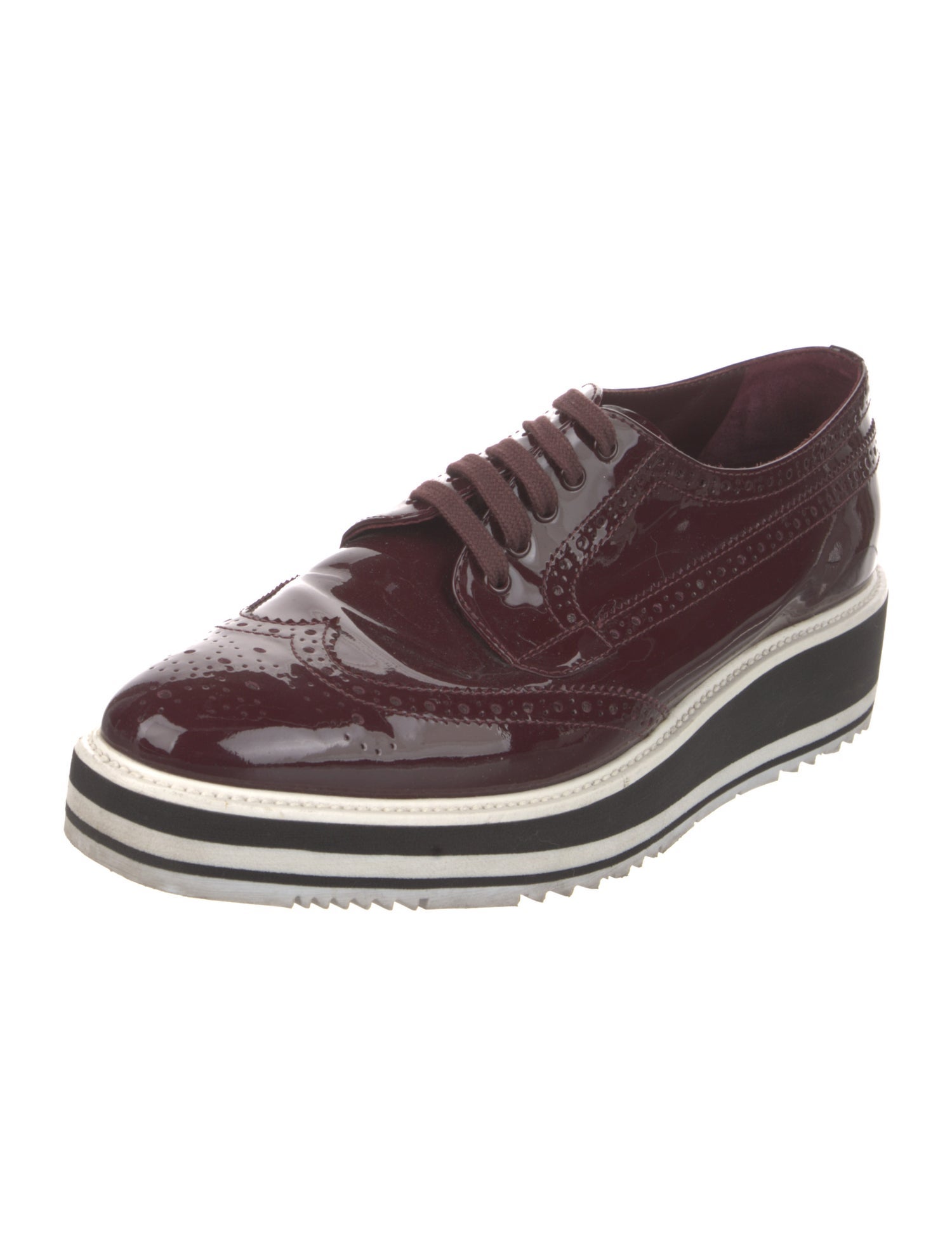Prada Patent Leather Striped Oxfords