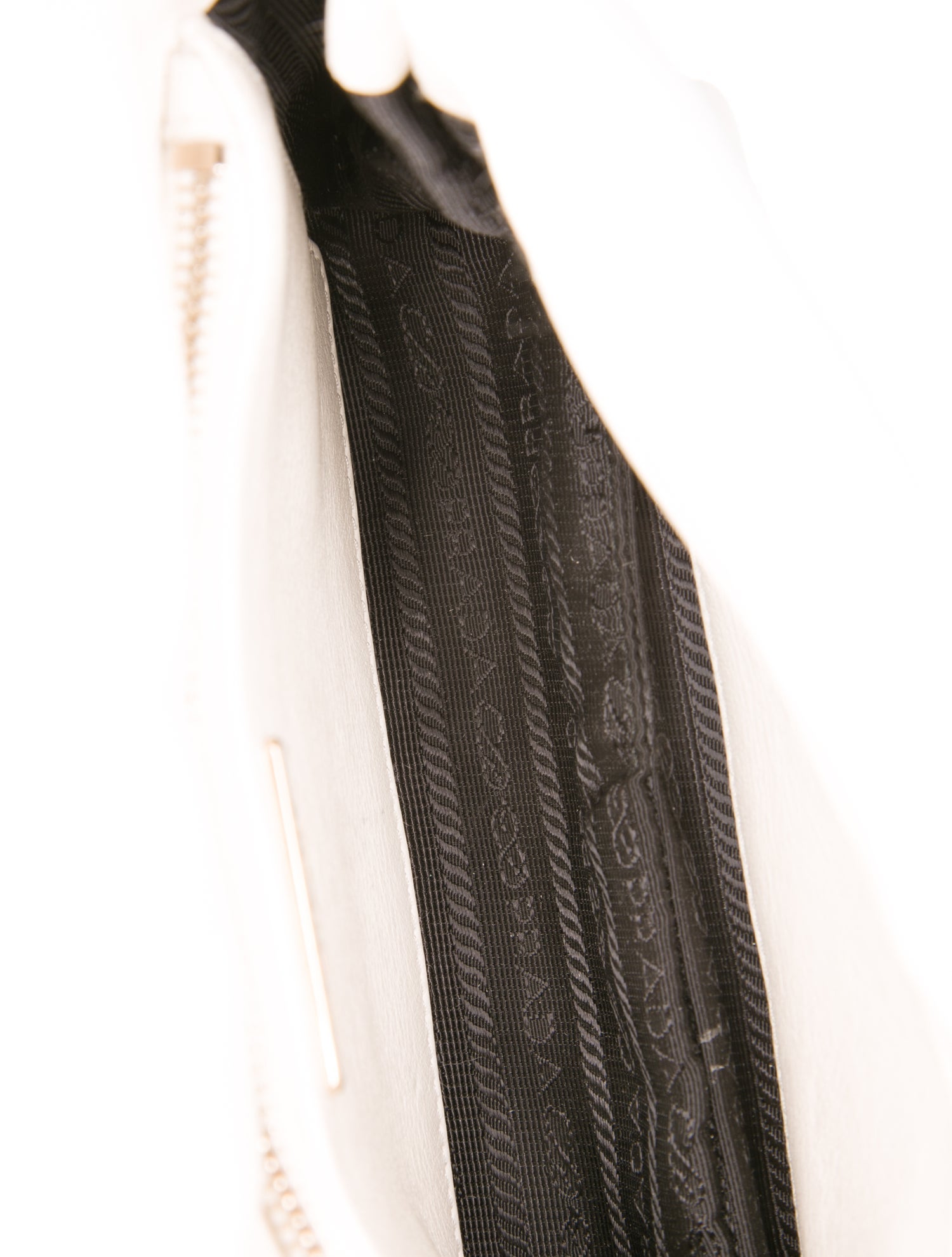 Prada Enameled Metal Triangle White Leather Patchwork System Flap Crossbody Bag