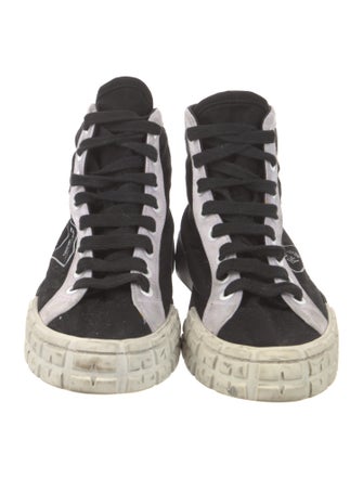 Prada Canvas Colorblock Pattern Sneakers