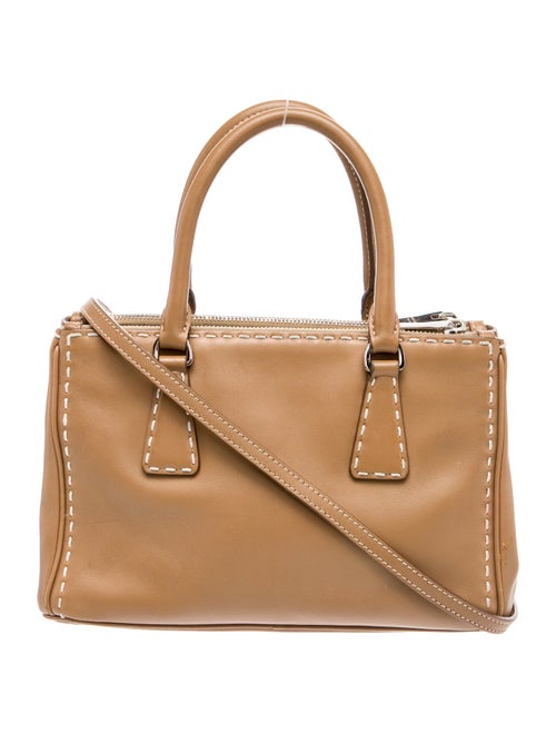 Prada Enameled Metal Triangle Galleria Double Zip Small