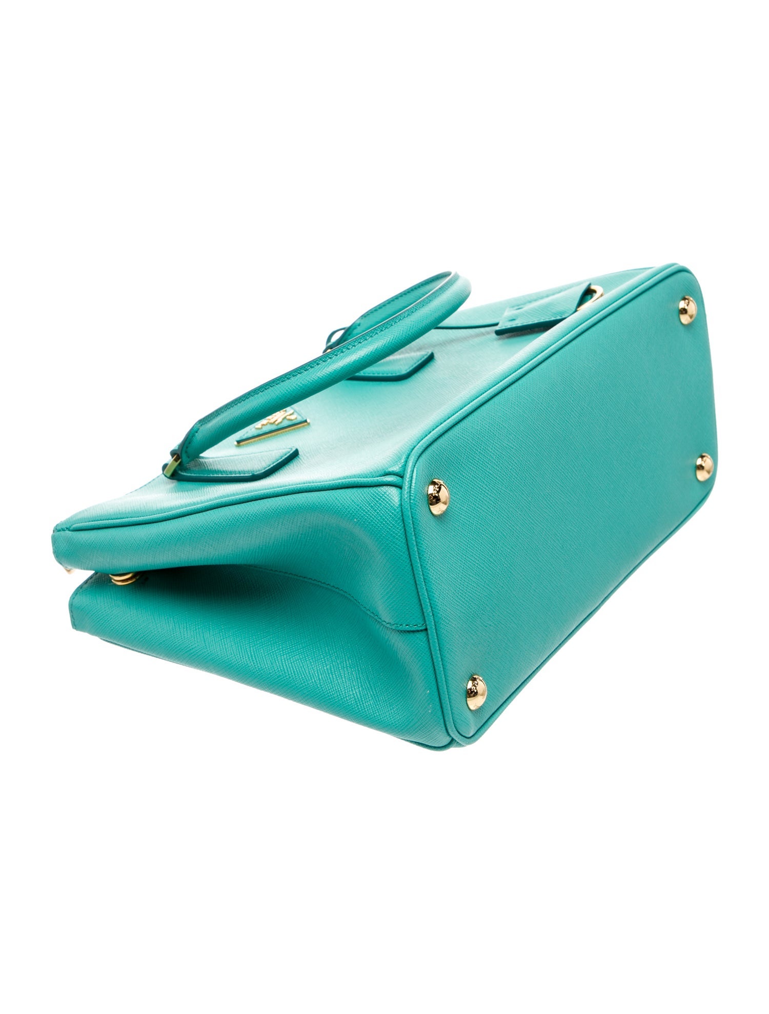 Prada Enameled Metal Triangle Galleria Double Zip Small