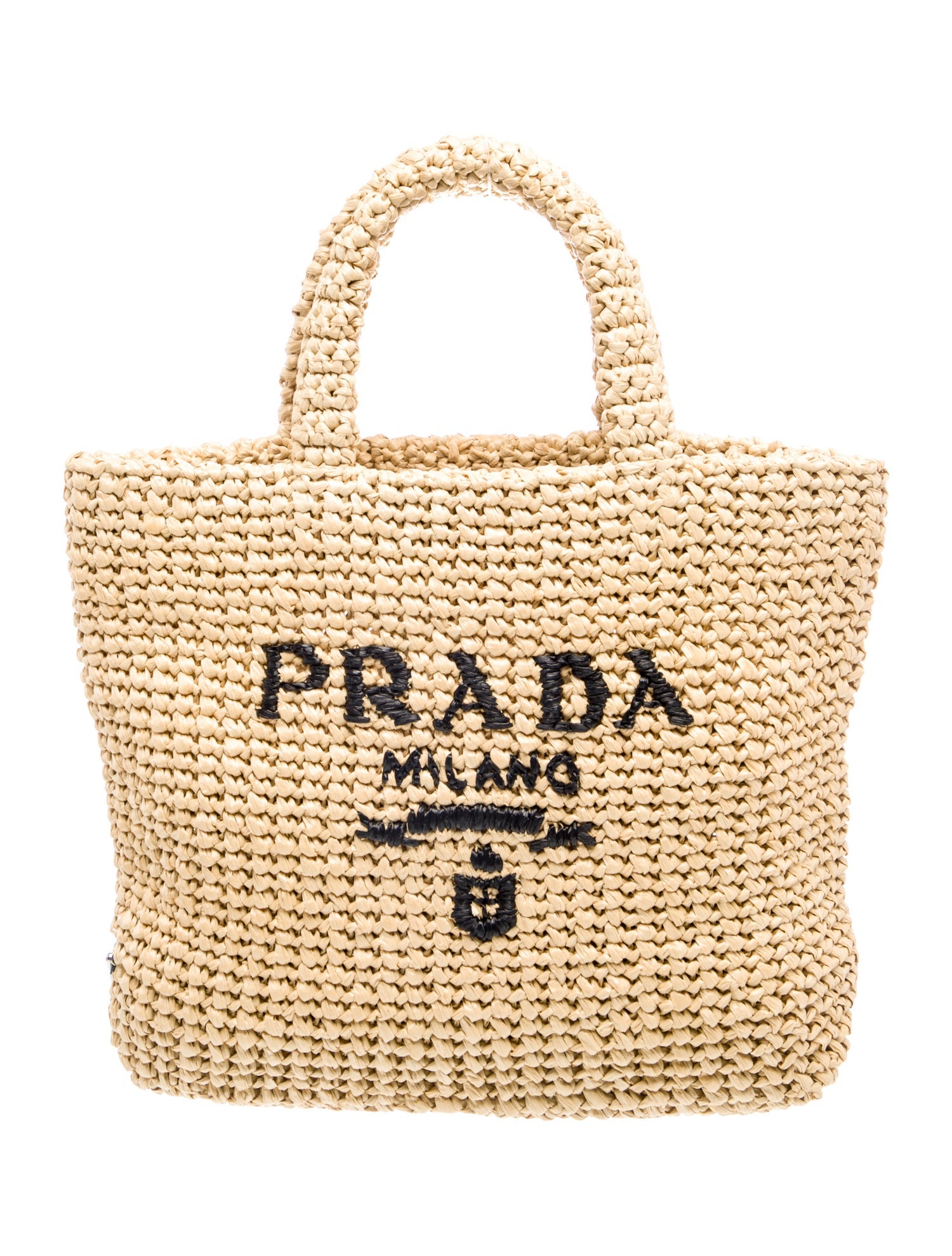 Prada Enameled Metal Triangle Logo Tote