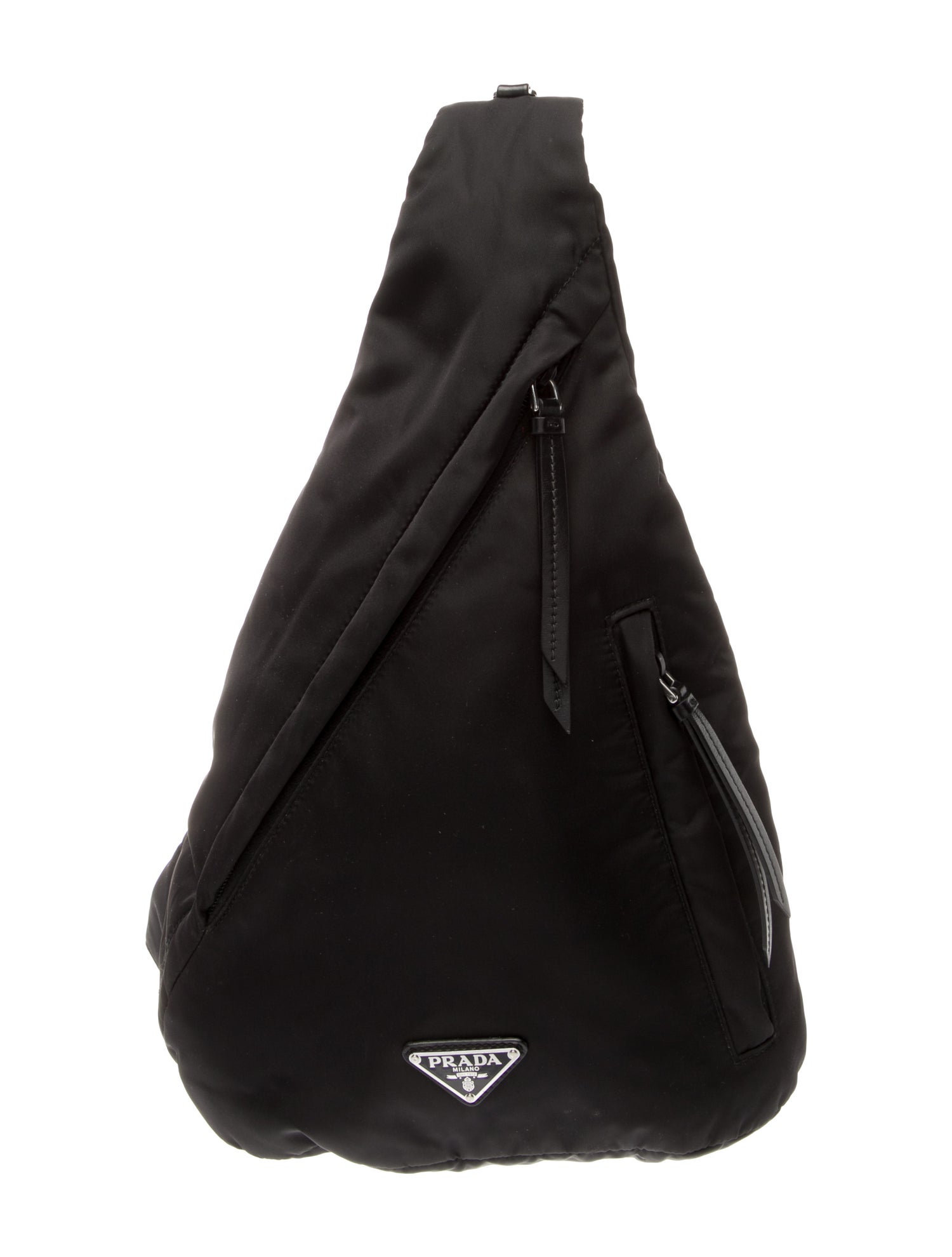 Prada Enameled Metal Triangle Backpack