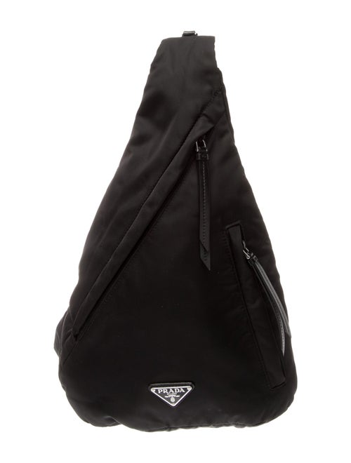 Prada Enameled Metal Triangle Backpack