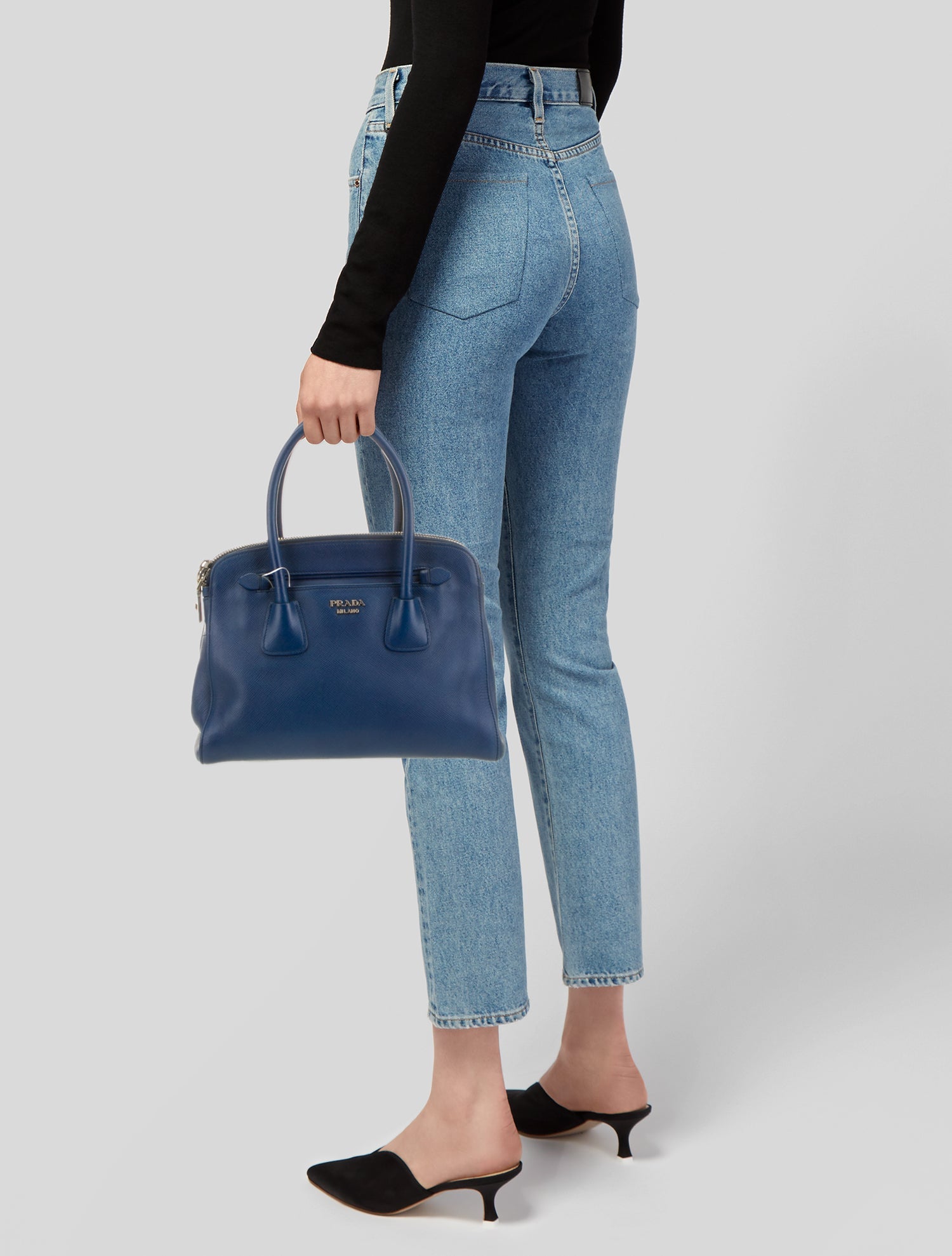 Prada Saffiano Cuir Leather Top Handle Bag