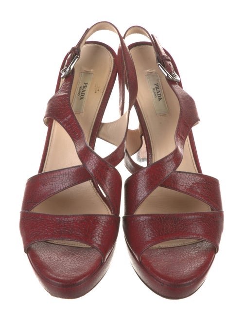 Prada Embossed Leather Slingback Sandals
