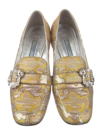 Prada Patterned Crystal Embellishments Pumps