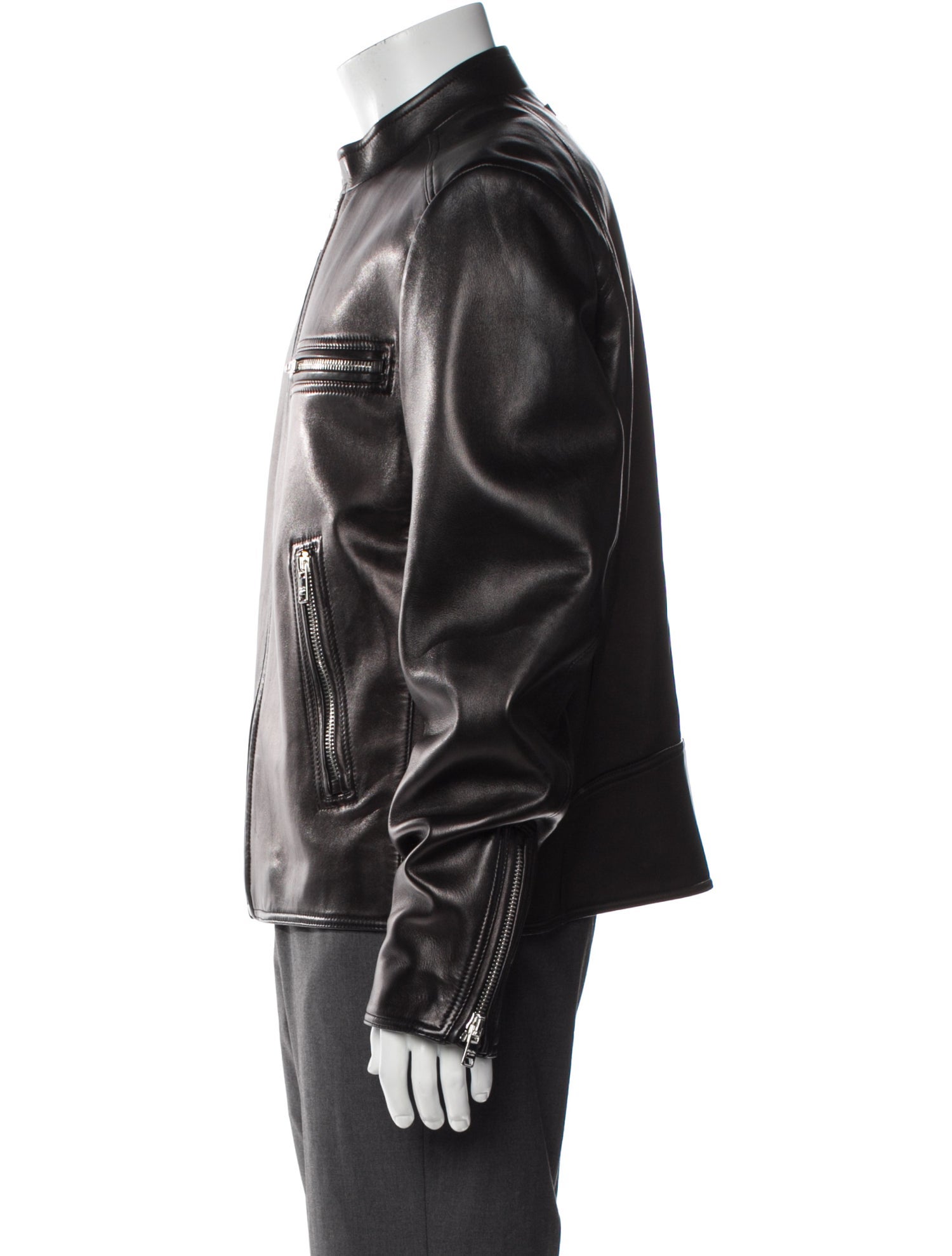Prada 2019 Enameled Metal Triangle Moto Jacket