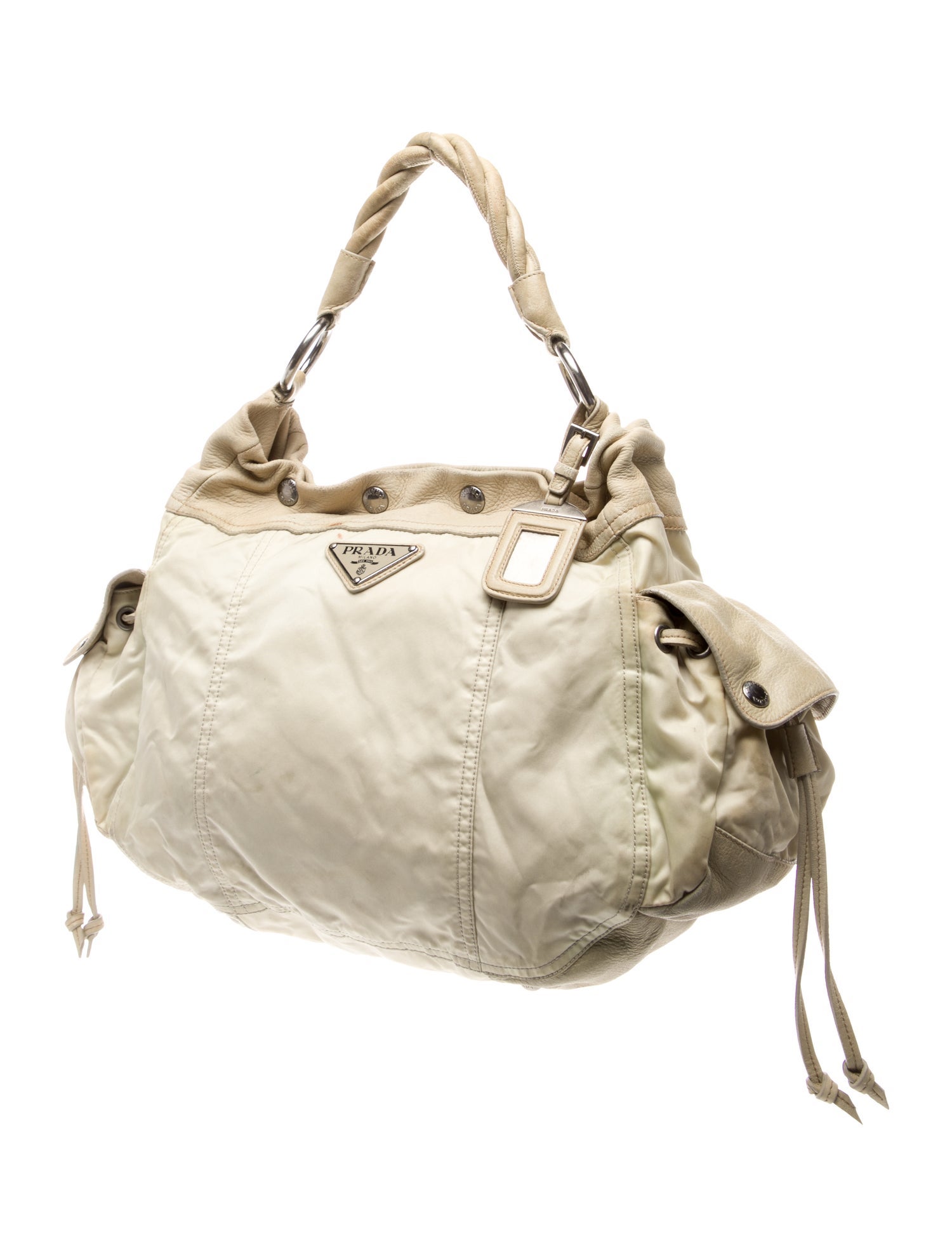 Prada Enameled Metal Triangle Shoulder Bag