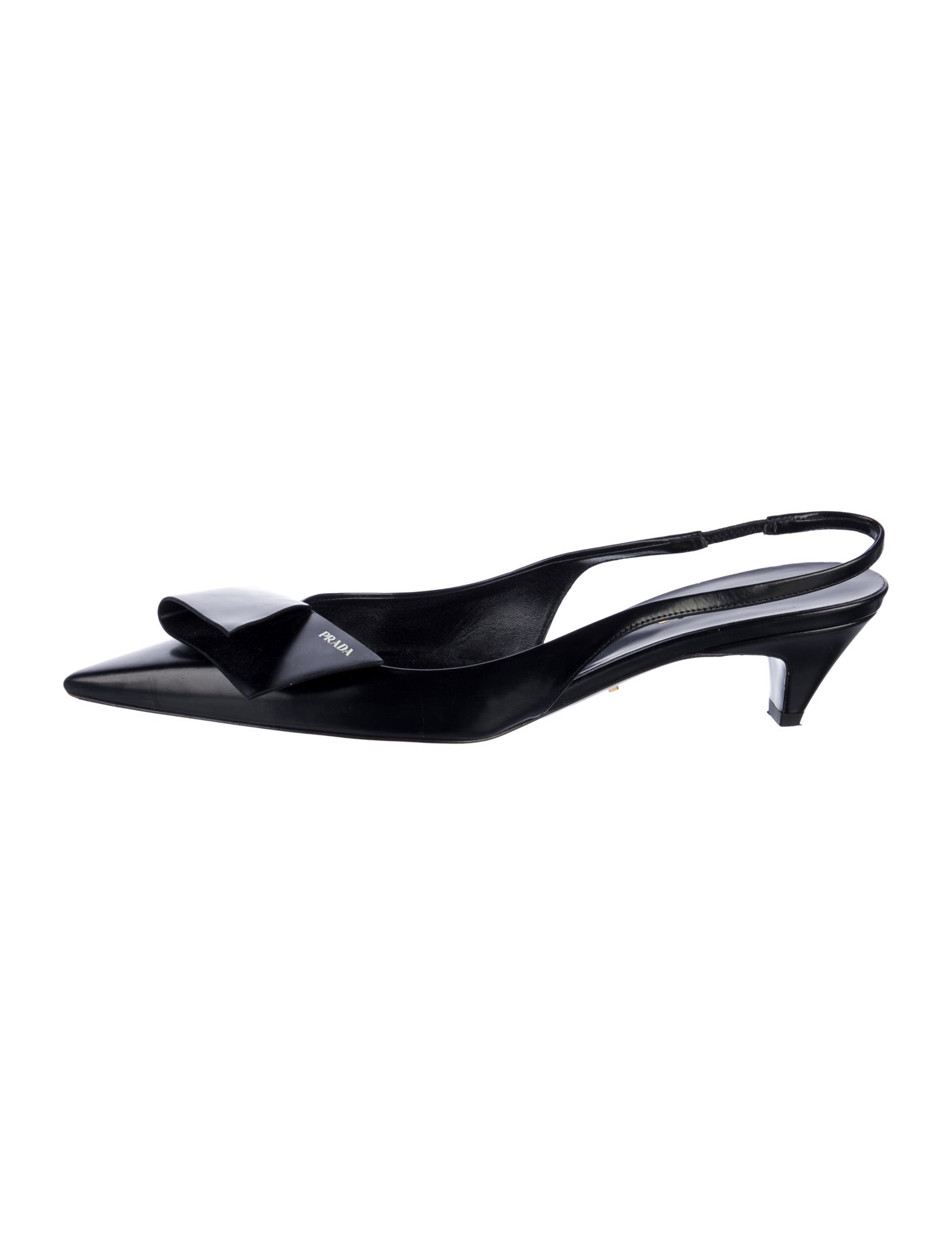 Prada Leather Bow Accents Slingback Pumps
