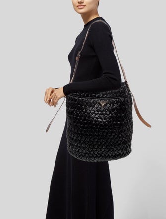 Prada Enameled Metal Triangle Hobo