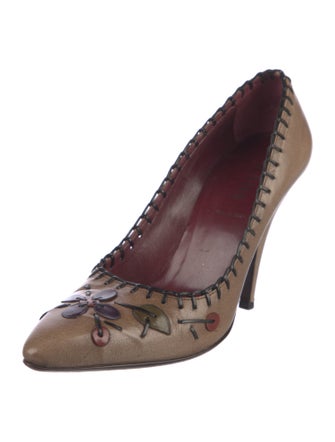 Prada Leather Graphic Print Pumps
