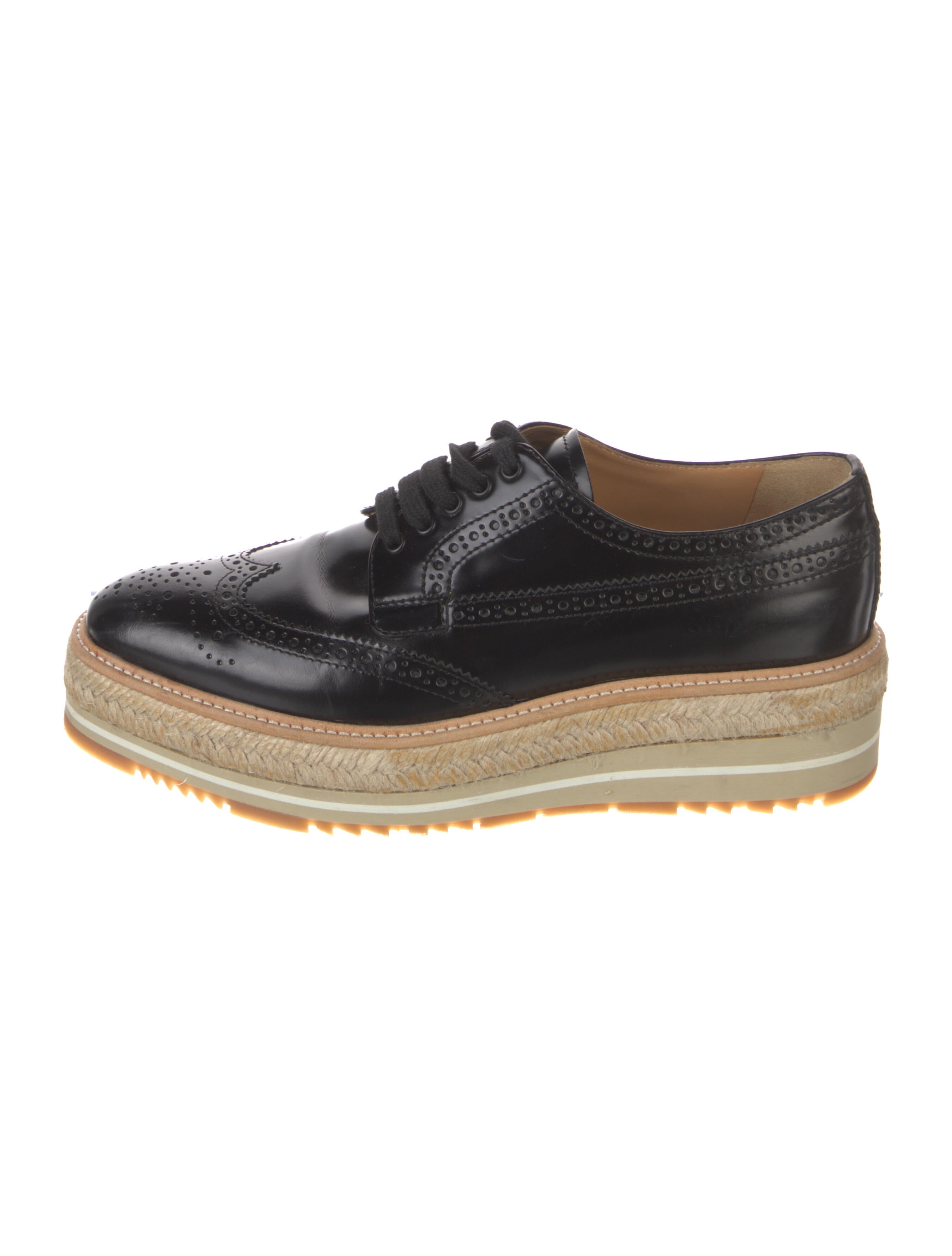 Prada Leather Lasercut Accents Oxfords