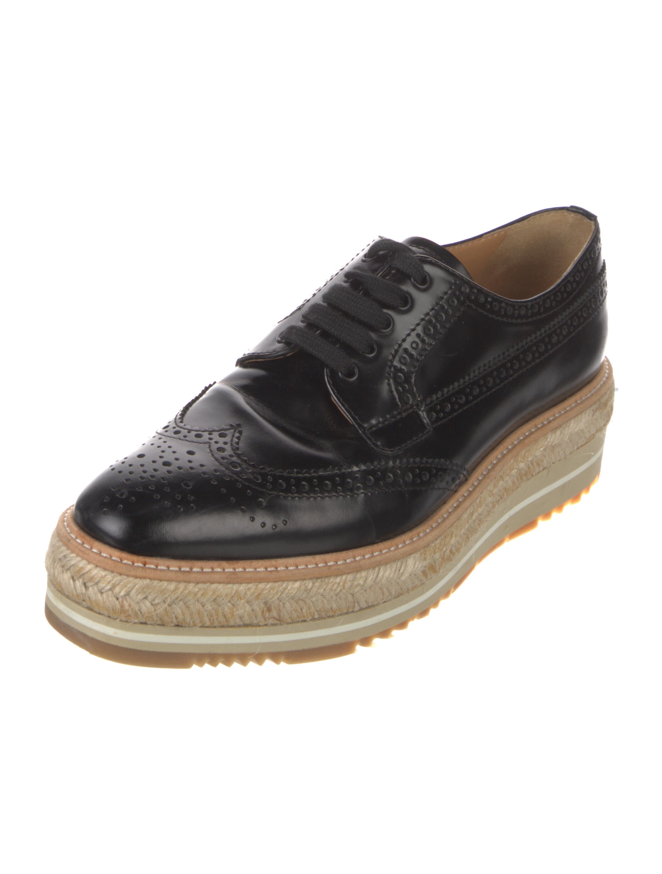 Prada Leather Lasercut Accents Oxfords