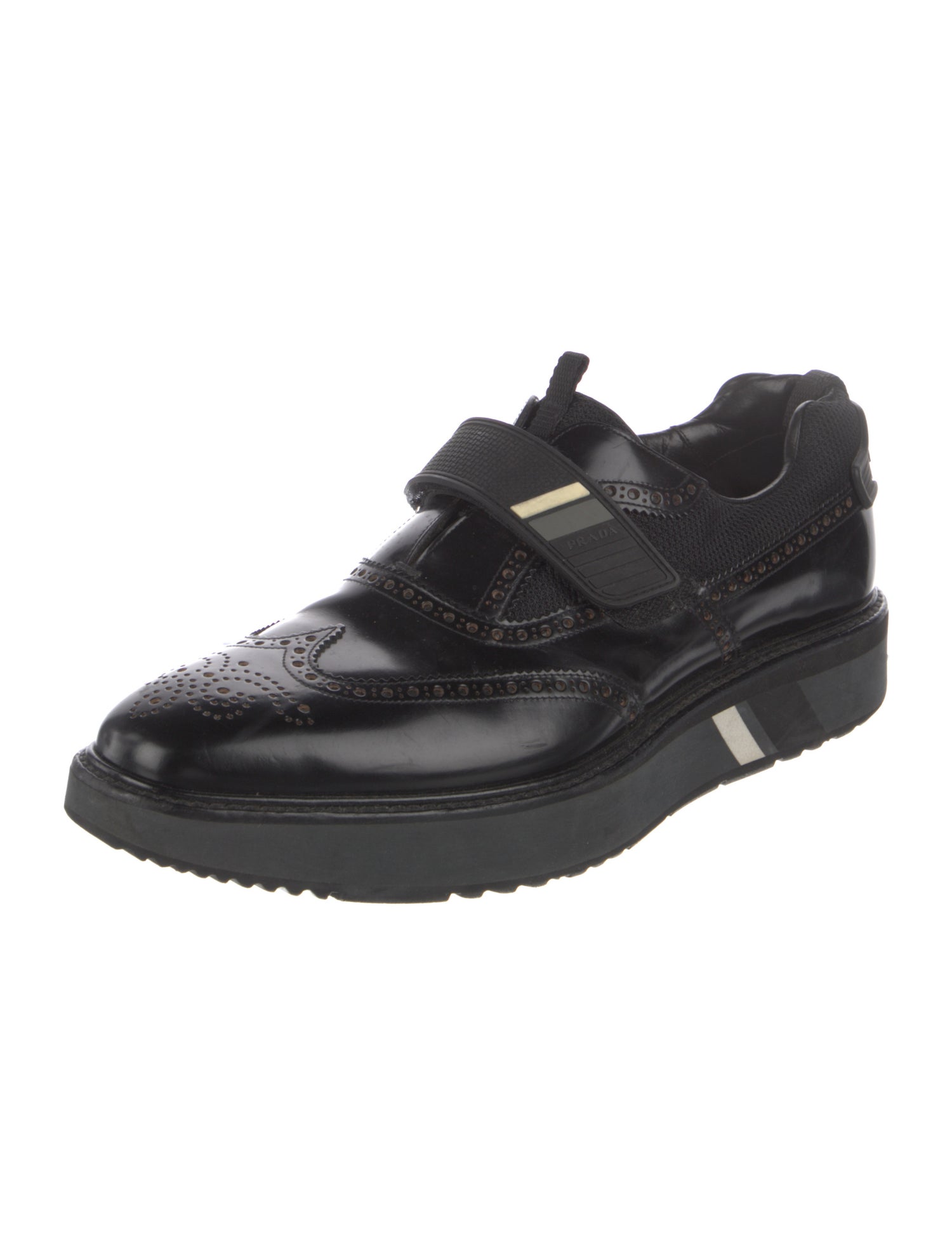 Prada Leather Lasercut Accents Monk Straps