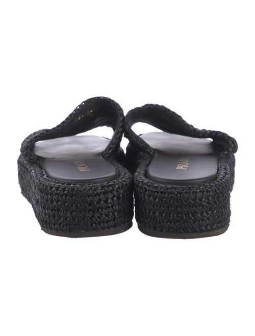 Prada Enameled Metal Triangle Raffia Espadrilles