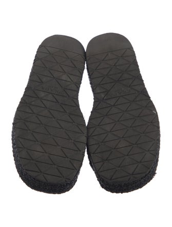 Prada Enameled Metal Triangle Raffia Espadrilles