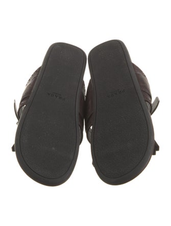 Prada Leather Fringe Trim Accent Slides