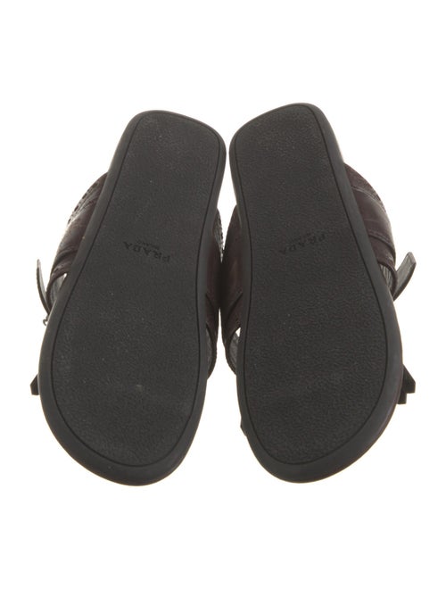 Prada Leather Fringe Trim Accent Slides