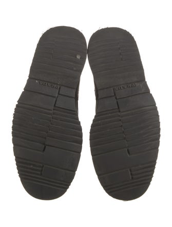 Prada Leather Lasercut Accents Combat Boots