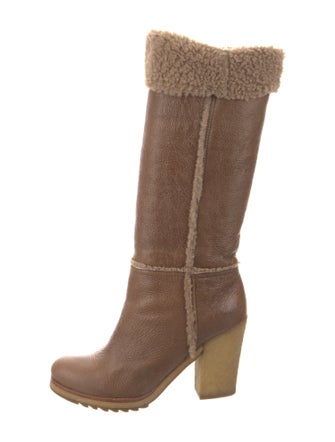 Prada Leather Fur Trim Sock Boots