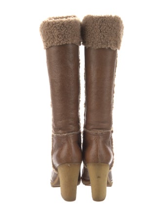 Prada Leather Fur Trim Sock Boots