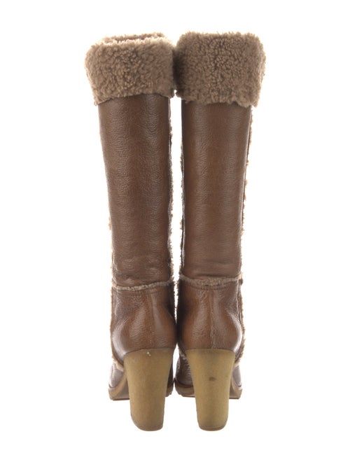 Prada Leather Fur Trim Sock Boots