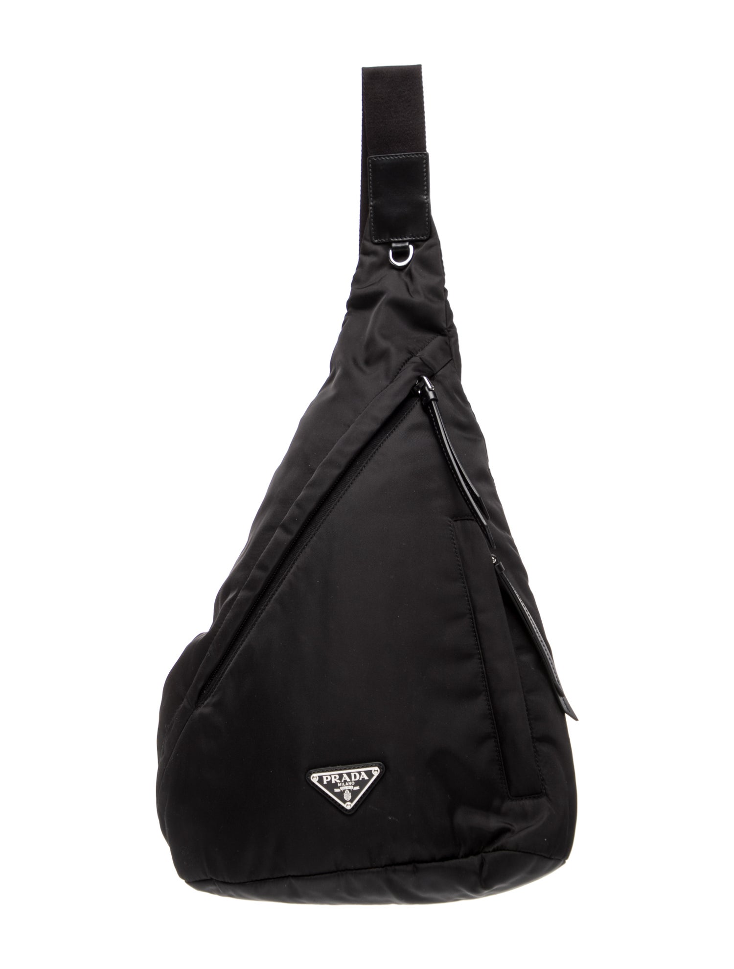 Prada Enameled Metal Triangle New Vela Sling Bag