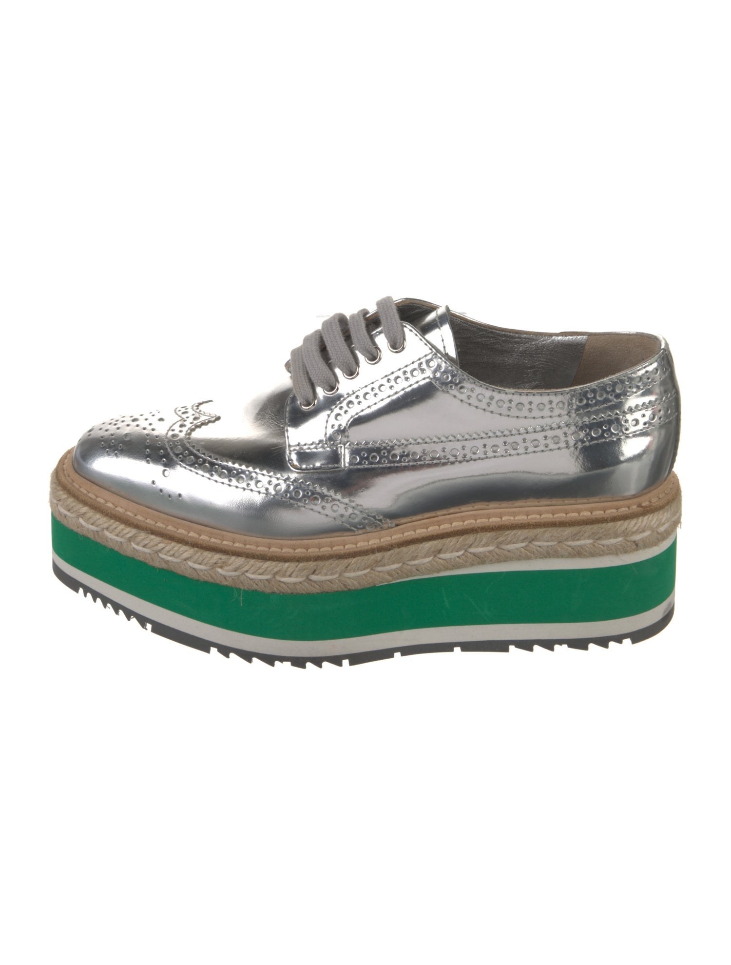 Prada Leather Colorblock Pattern Oxfords