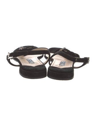 Prada Suede Crystal Embellishments T-Strap Sandals
