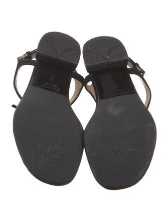 Prada Suede Crystal Embellishments T-Strap Sandals