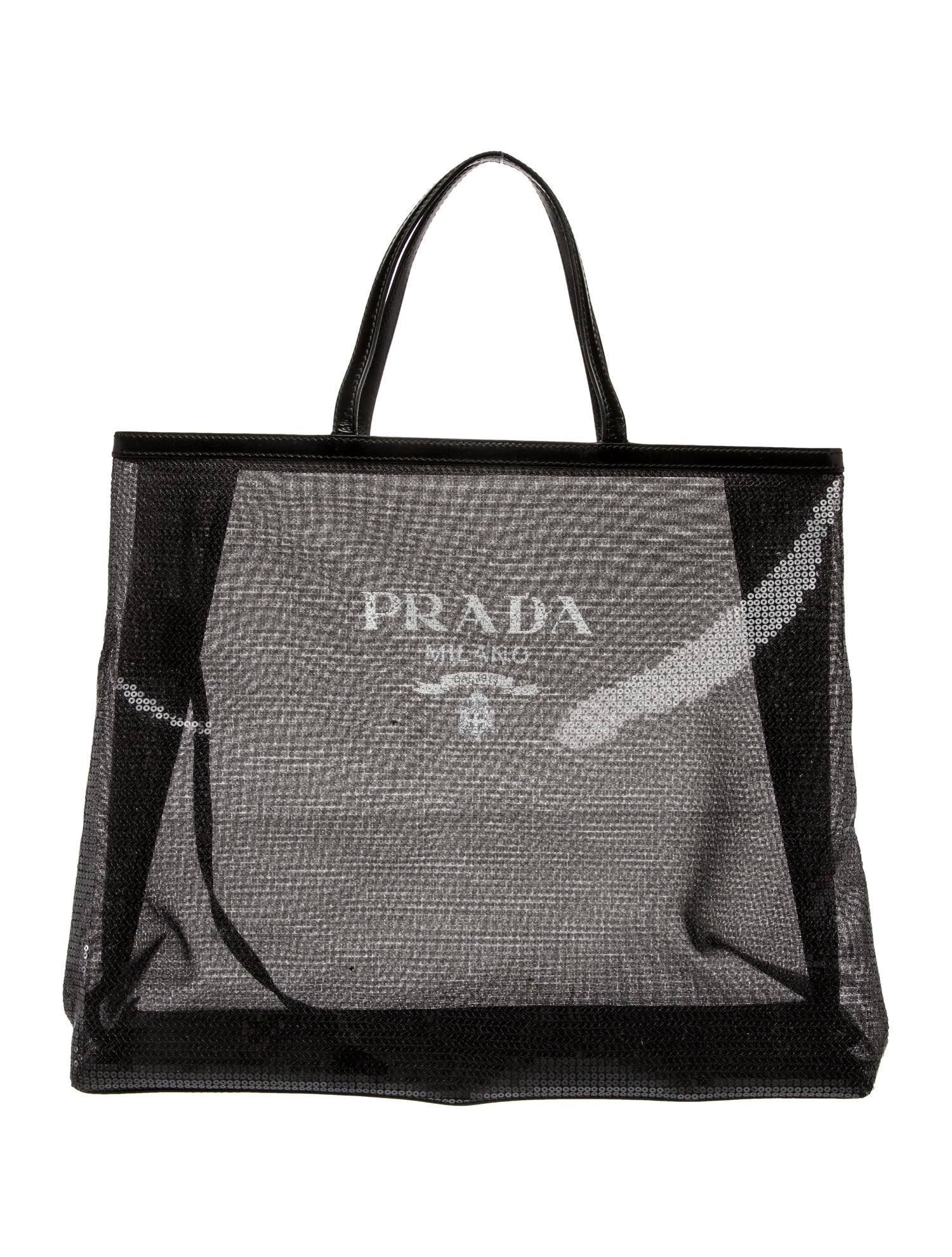 Prada Enameled Metal Triangle Sequin Tote Bag