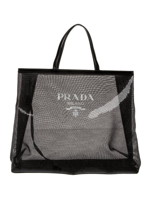 Prada Enameled Metal Triangle Sequin Tote Bag