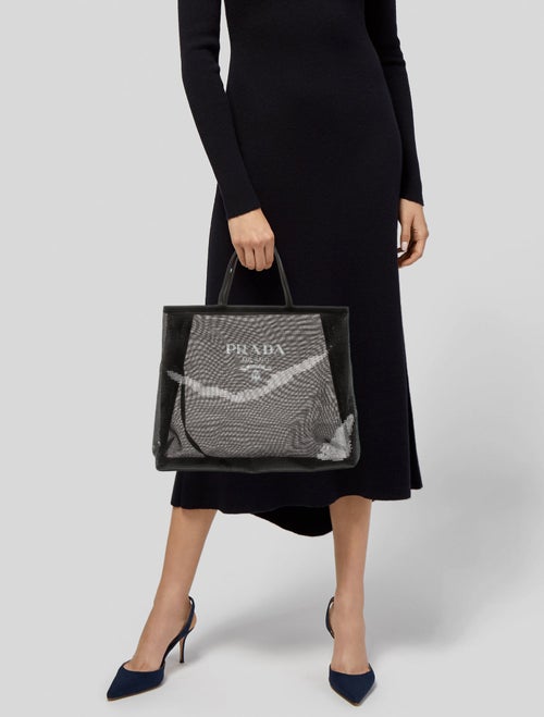 Prada Enameled Metal Triangle Sequin Tote Bag