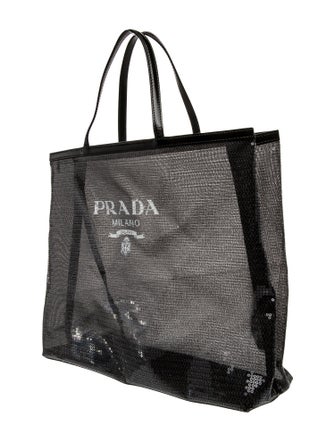 Prada Enameled Metal Triangle Sequin Tote Bag