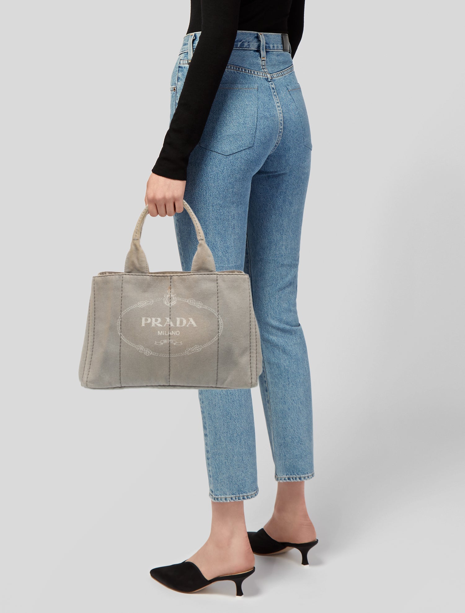 Prada Enameled Metal Triangle Top Handle Bag