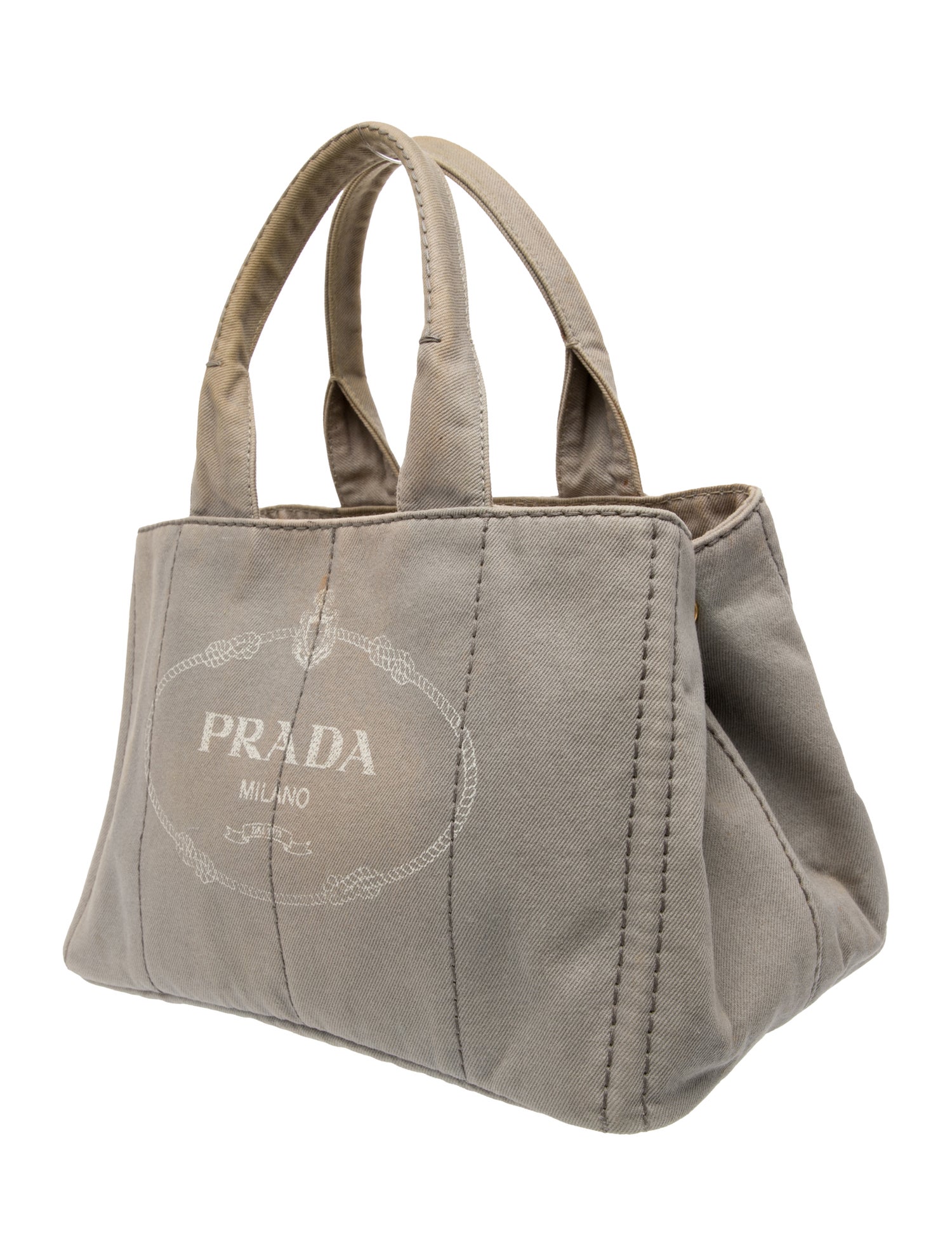 Prada Enameled Metal Triangle Top Handle Bag