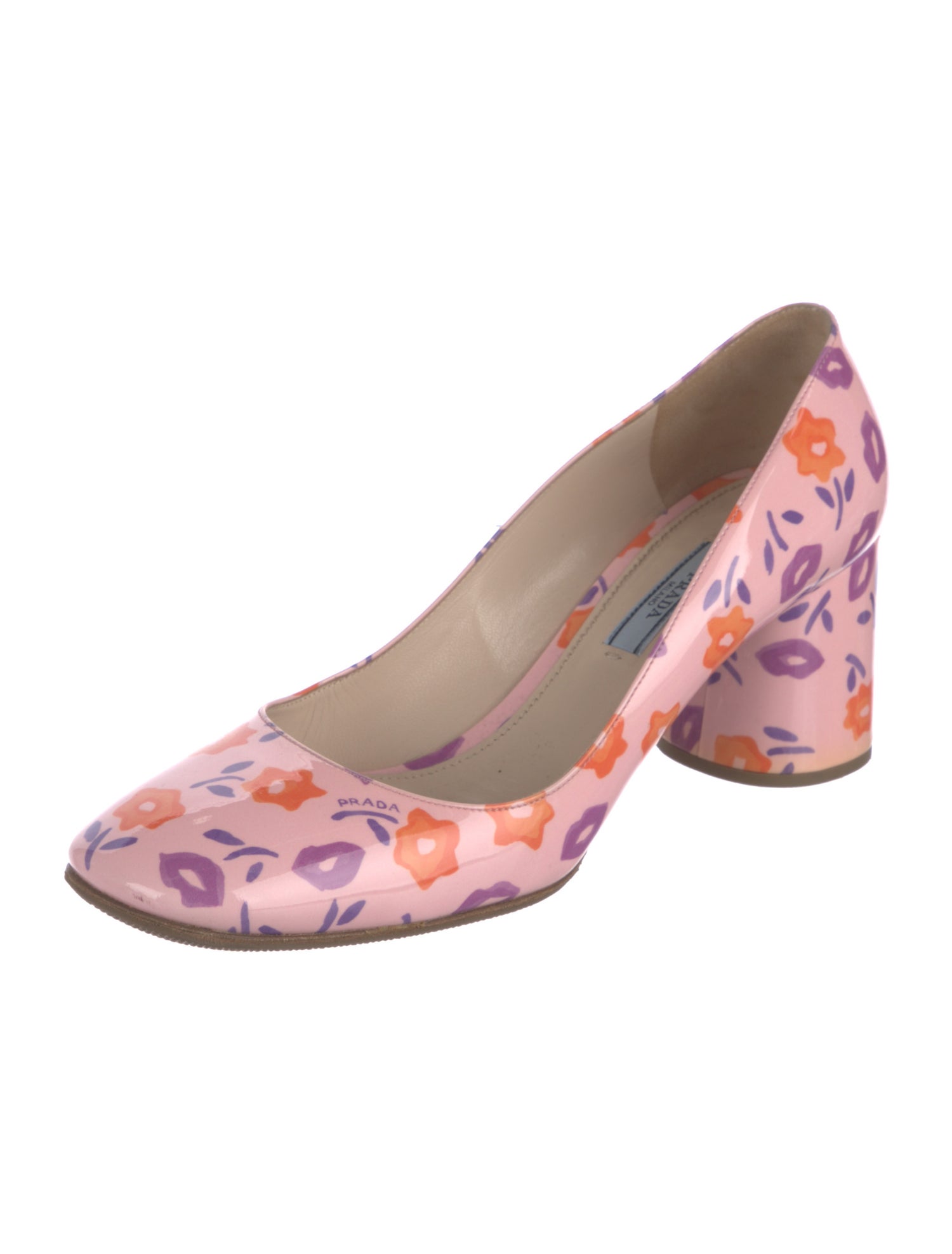 Prada Patent Leather Floral Print Pumps