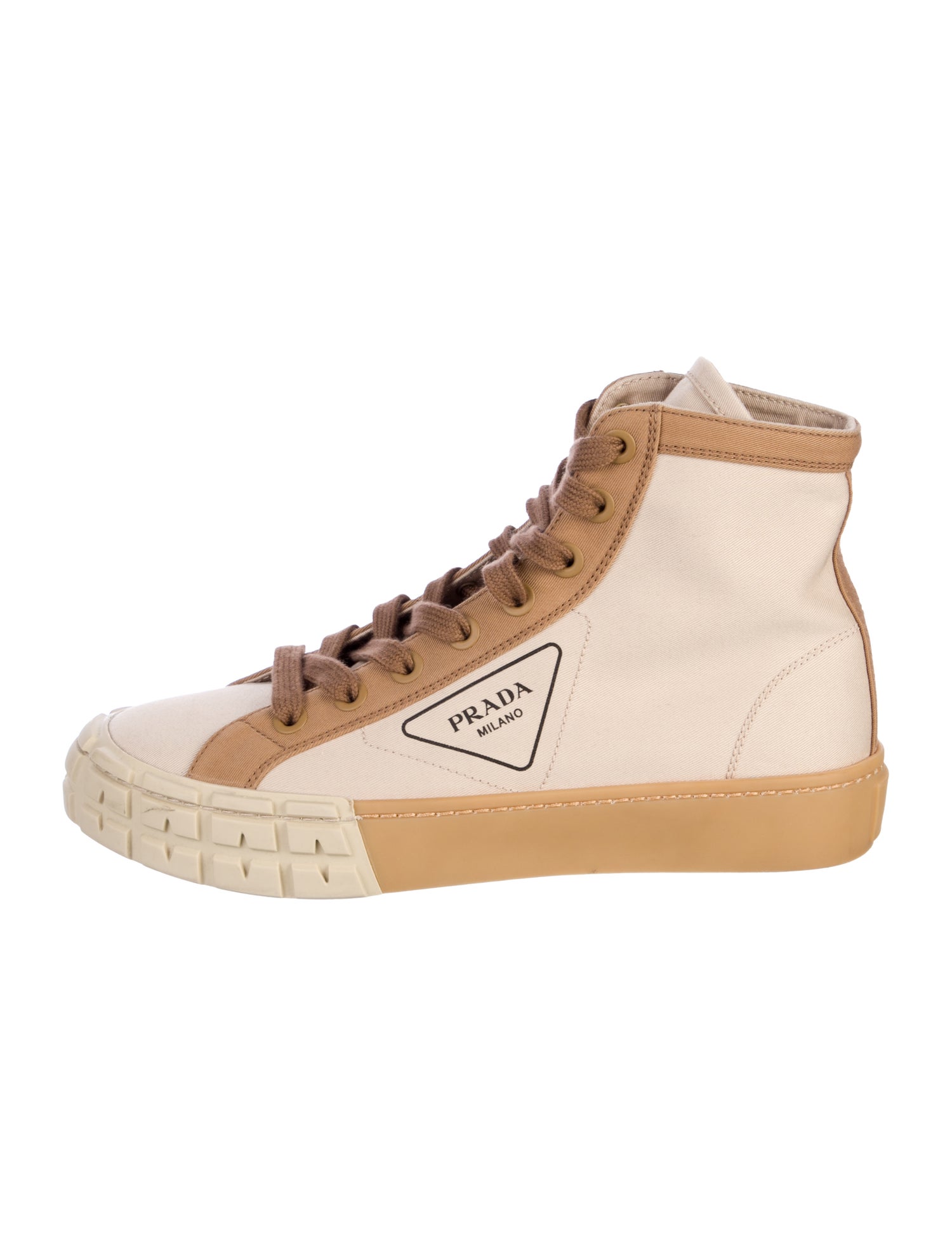 Prada Canvas Colorblock Pattern Sneakers