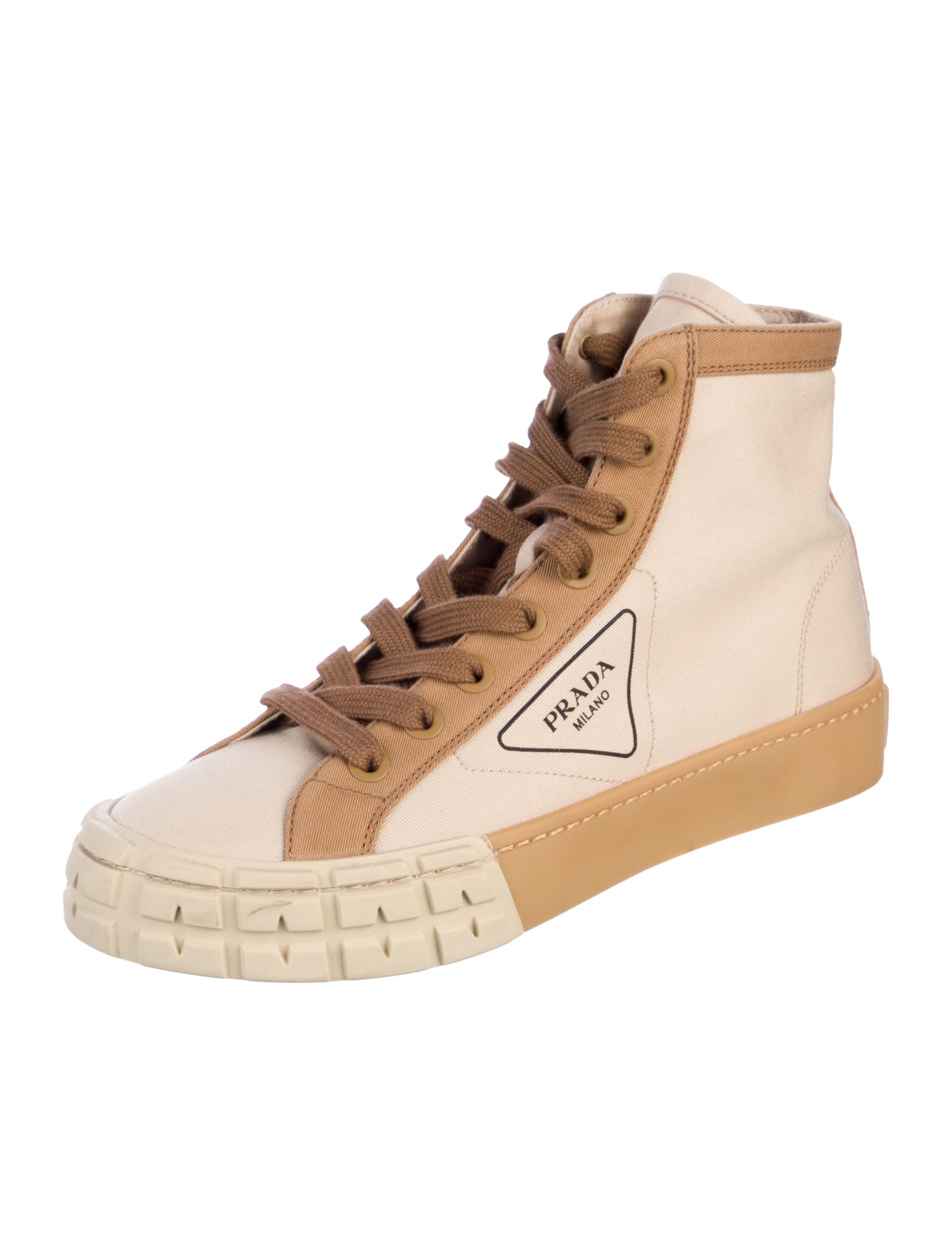 Prada Canvas Colorblock Pattern Sneakers