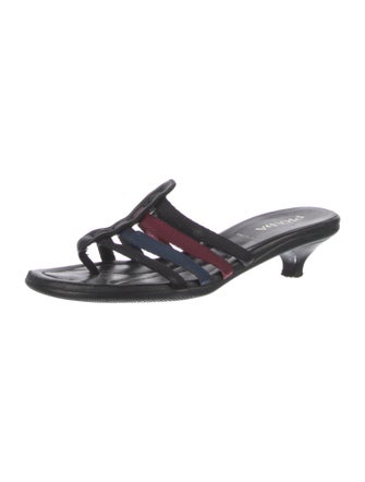 Prada Colorblock Pattern Leather Trim Embellishment Flip Flops