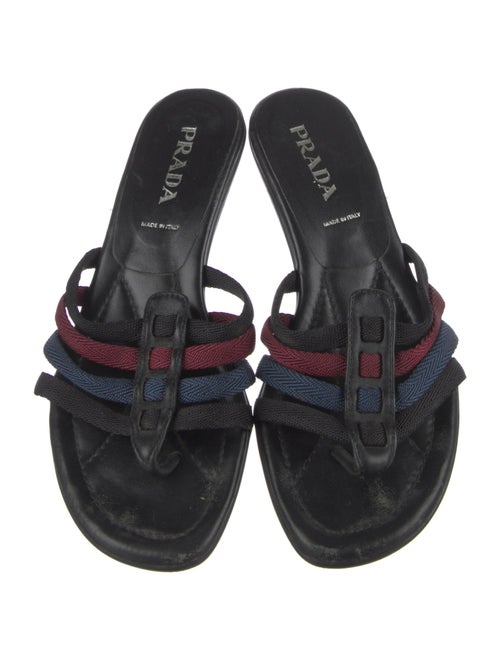 Prada Colorblock Pattern Leather Trim Embellishment Flip Flops